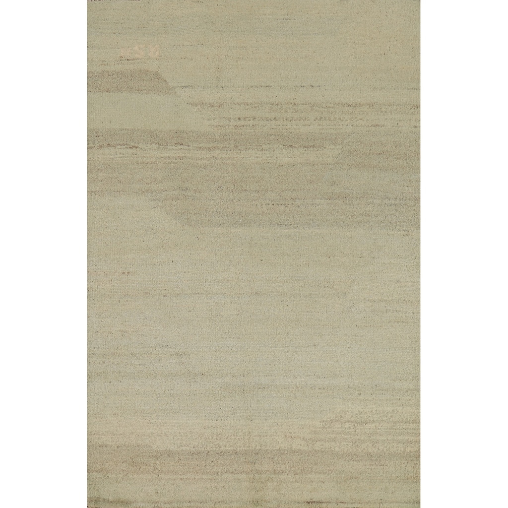 Modern Green Gabbeh Oriental Foyer Rug Handmade Wool Carpet - 2'8"x 4'0"