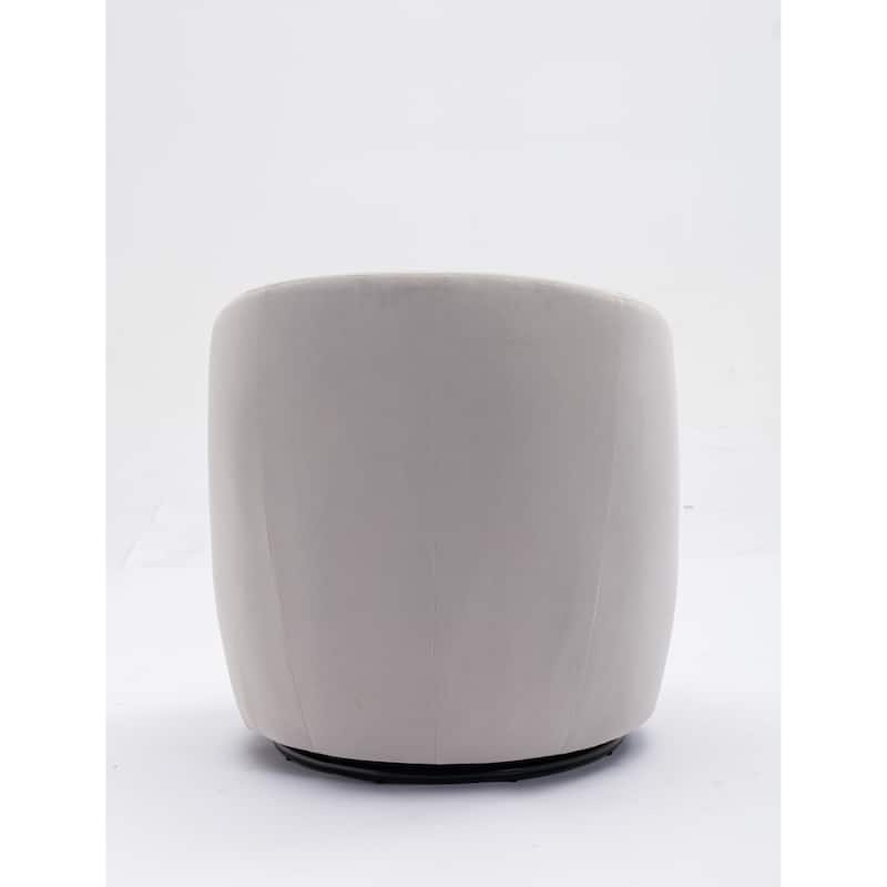 Gray Velvet 25.6" Swivel Barrel Chair with Black Coating