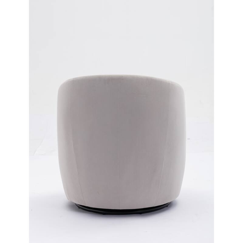 Velvet Swivel Barrel Chair with 360° Black Metal Base
