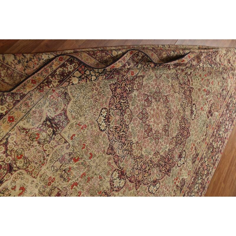 Pre-1900 Antique Kerman Lavar Persian Area Rug Handmade Wool Carpet - 9'2" x 13'5"