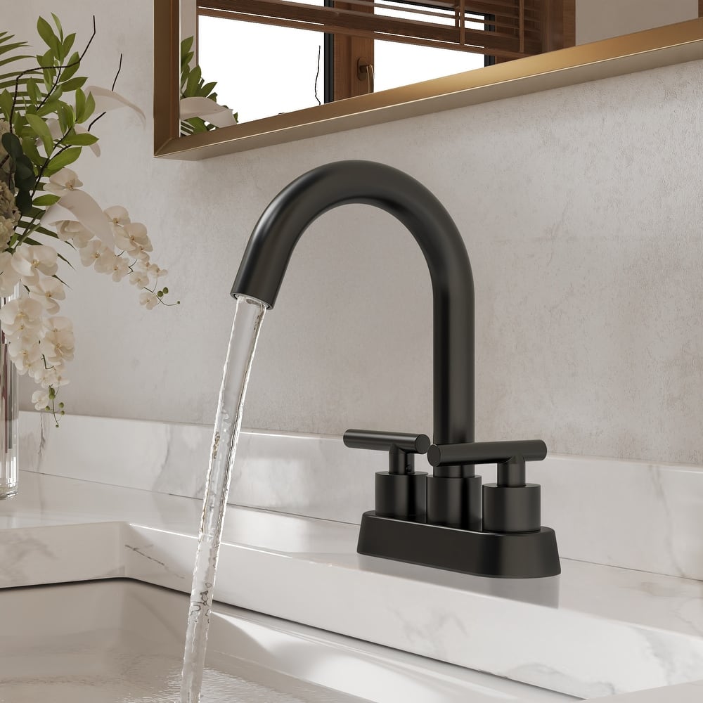 GRANDJOY 4" High Arc Centerset 2-Handle Bathroom Faucet