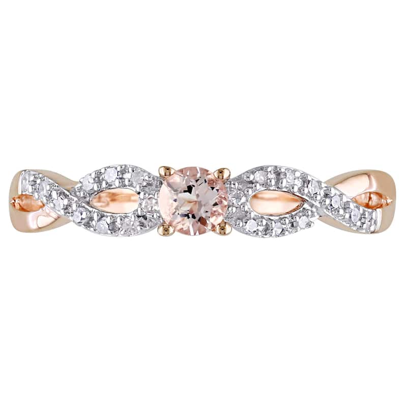 Miadora Roseplated Silver Morganite and 1/10ct TDW Diamond Ring (G-H, I2-I3)