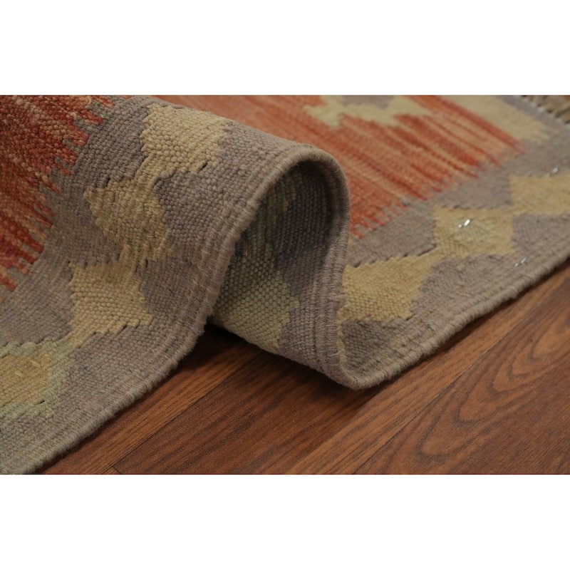 Hand Woven Oriental 100% Wool Carpet Southwestern Tribal Beige & Ivories Kilim Area Rug - 6' 5'' X 4' 11''