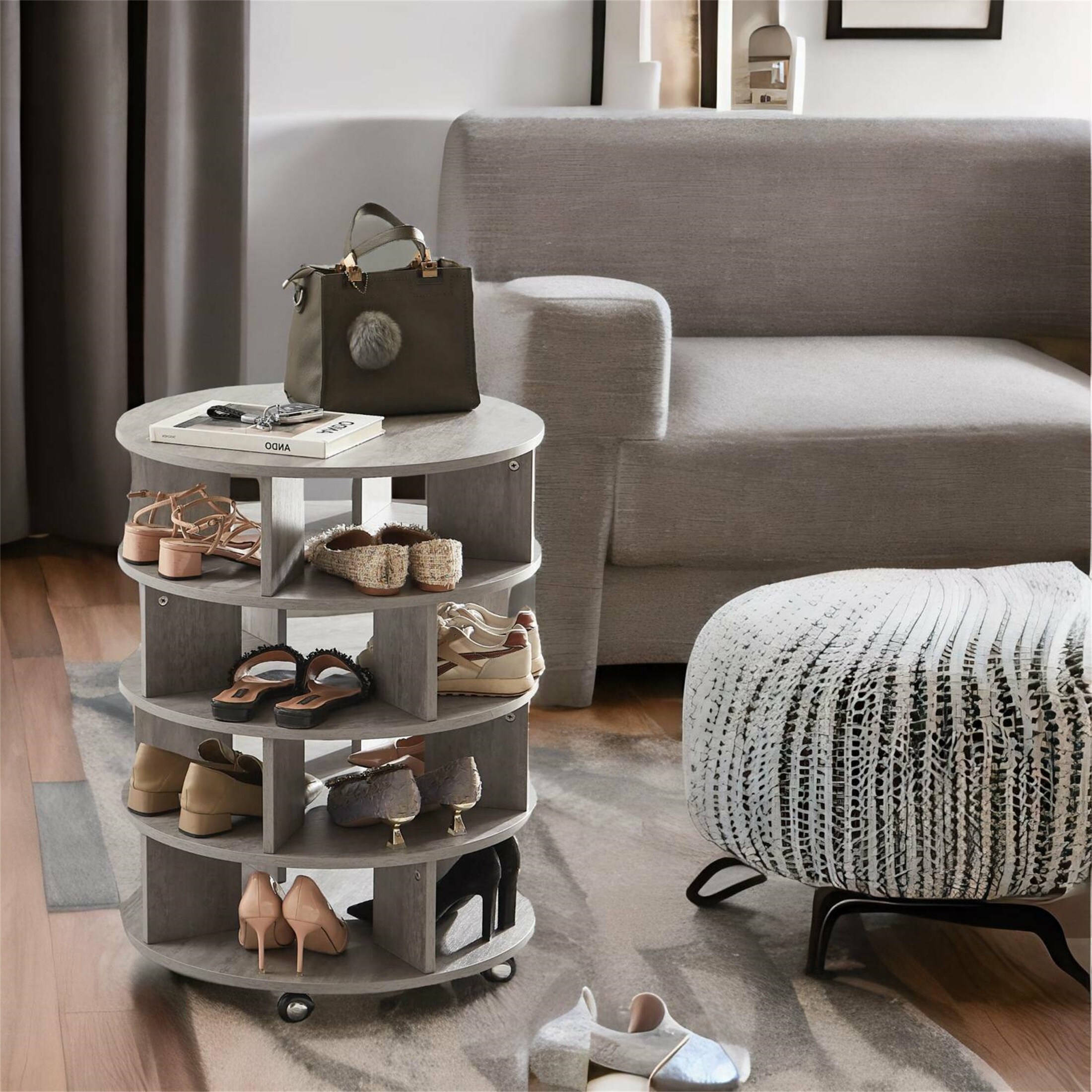 Round shoe storage store