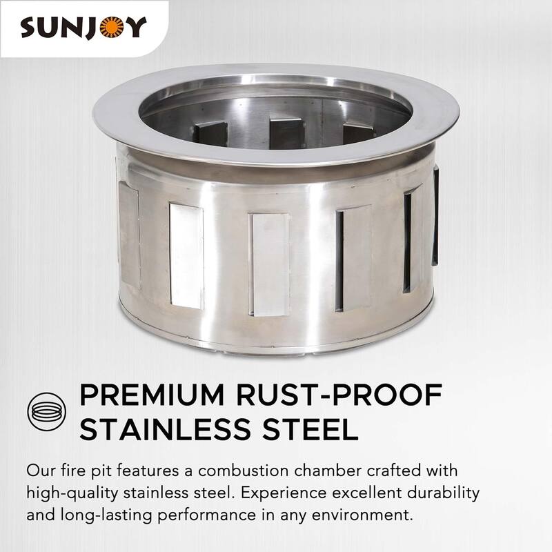 Sunjoy Smokeless Fire Pit, 28 In. Hexagonal Outdoor Fire Pit with PVC Cover and Fire Poker - 28in.