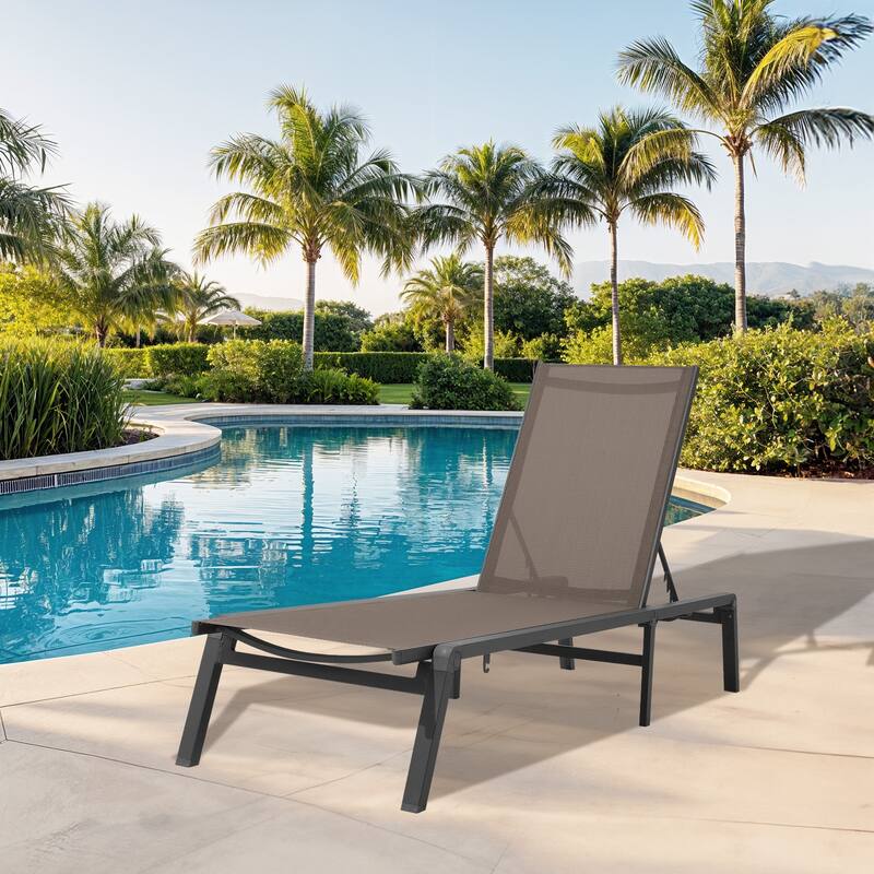 5-Position Reclining Folding Lounge Chair – Adjustable Backrest & Portable Relaxation - Brown