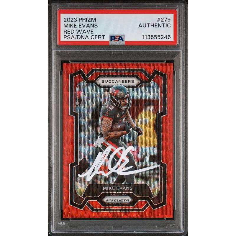 Mike Evans 2023 Panini Prizm Red Wave Signed Card #279 Auto Graded PSA 146/149 - 8' x 11'