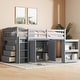 preview thumbnail 4 of 26, Twin Loft Bed with Storage Cabinet, Drawer and Shelf Cabinet and y Pulling-Out Desk
