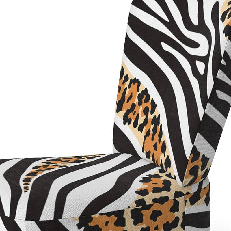Designart "Zebra and Leopard Mix Pattern III" Upholstered Cabin & Lodge Accent Chair and Arm Chair
