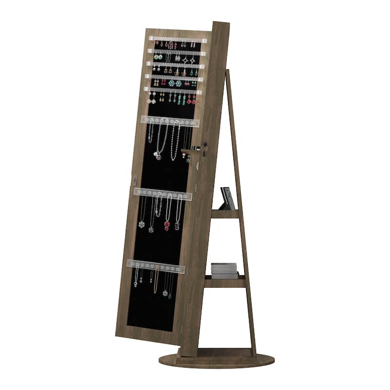 360°Swivel Jewelry Cabinet with Full Length Mirror