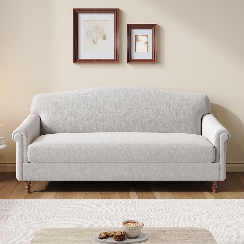 Roomfitters Modern Chenille Loveseat Sofa with Rolled Arms, 2-Seater Couch