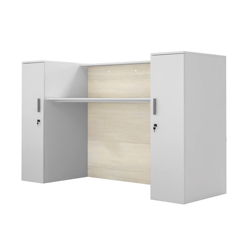 Timechee Rectangular Large Wood Reception Desk 2 Cabinet SecretaryWork