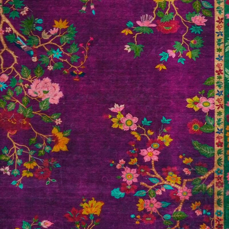 Rustic Floral Abstract Indoor Rug Purple Anti-slip & Washable