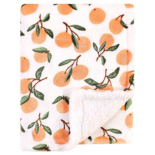 slide 1 of 1, Luvable Friends Baby Girl Plush Blanket with Faux Shearling Back, Citrus, One Size - Citrus - One Size Citrus - One Size