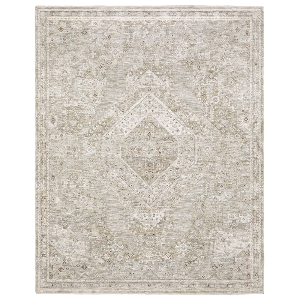 Amira Vintage Center Medallion Beige/ Ivory Area Rug