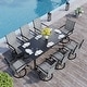 preview thumbnail 109 of 174, Patio Dining Set, Outdoor Dining Table and Chairs Set with Textilene Chairs, Adjustable Umbrella Hole for Garden, Backyard 9 Piece - Grey-Swivel