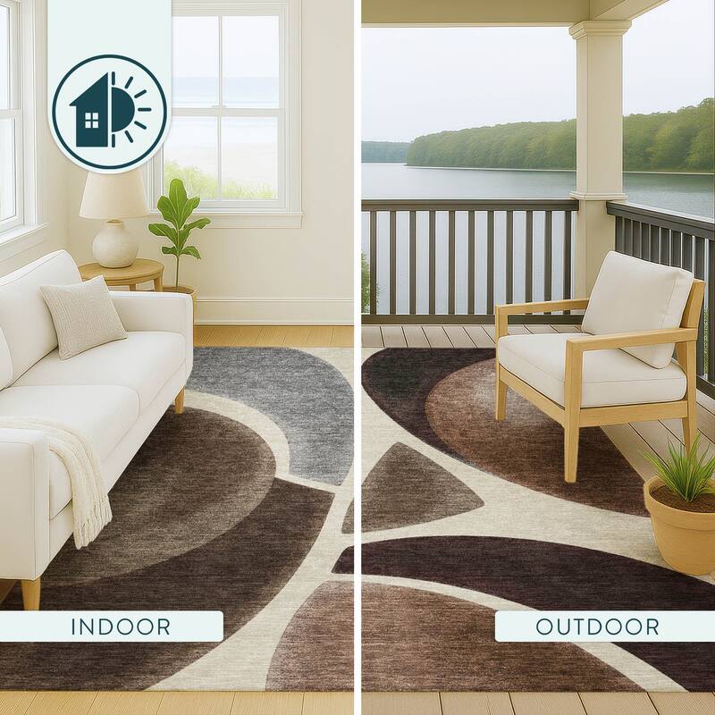 Machine Washable Indoor/ Outdoor Modern Hays Chantille Rug
