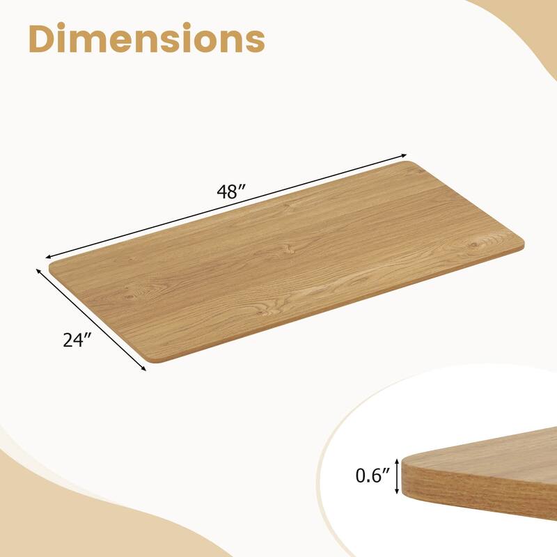 Costway 48” x 24” Whole Piece Table Top with Safe Rounded Corners for