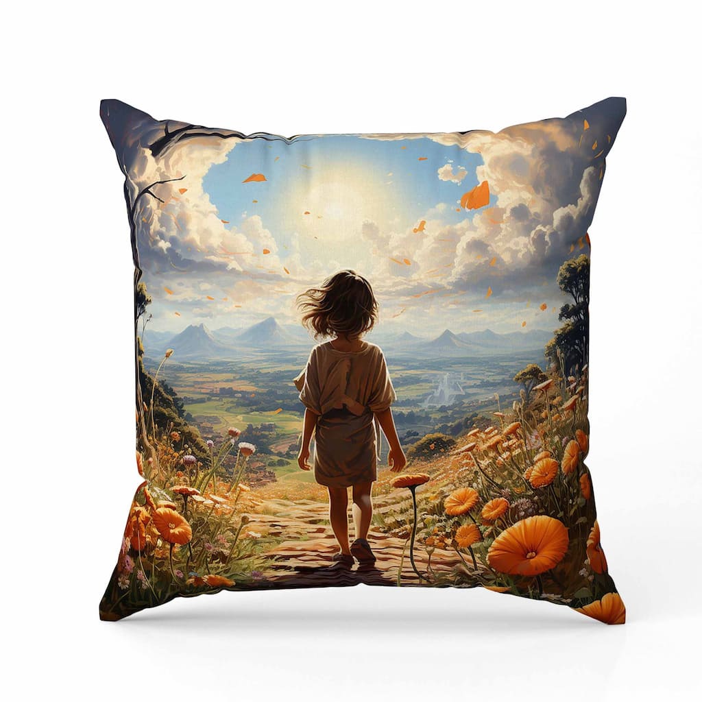 Curious Child Indoor/Outdoor Reversible Throw Pillow Multi