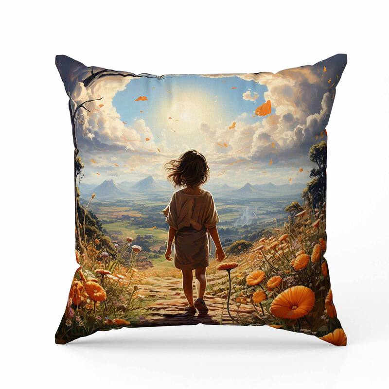 Curious Child Indoor/Outdoor Reversible Throw Pillow Multi