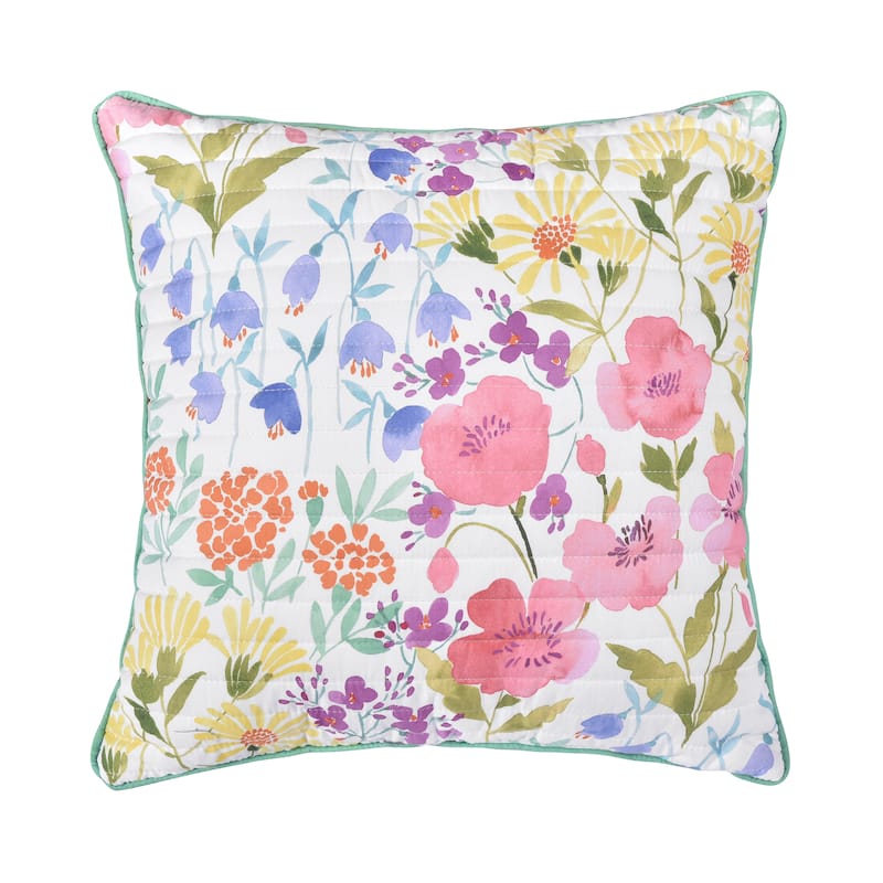 Jules 18" Square Quilted Decorative Throw Pillow