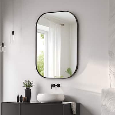 Trielle Rectangular Aluminum Framed in Matte Black Modern Bathroom Wall Mirror