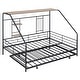 preview thumbnail 7 of 38, Full Size Metal House Bed with Trundle and Roof for Kids, Boys and Girls, Bedroom