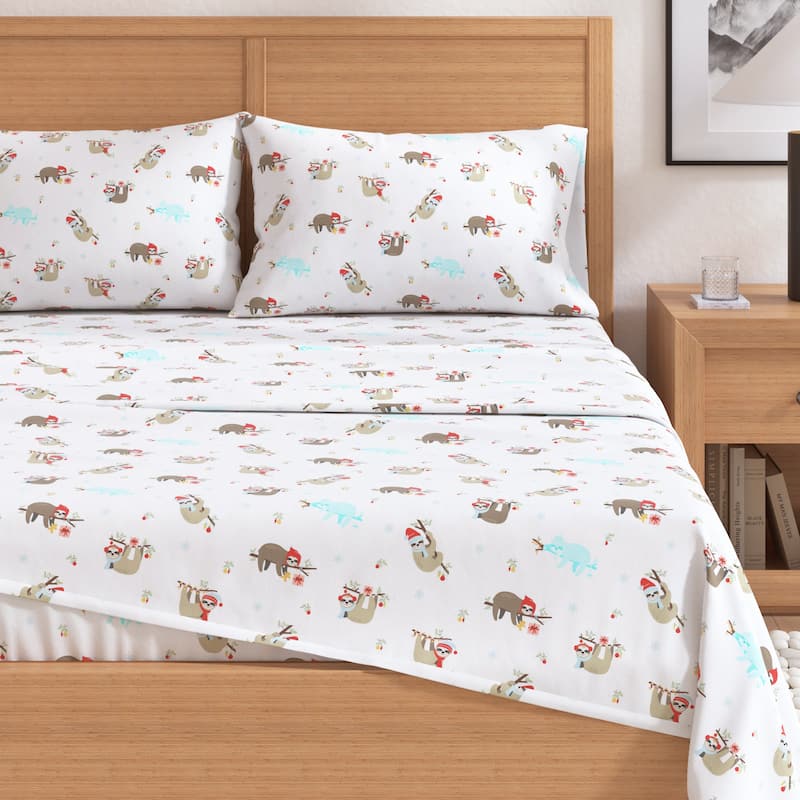 Linery & Co. Christmas Turkish Cotton Double-Brushed Flannel Bed Sheet Set