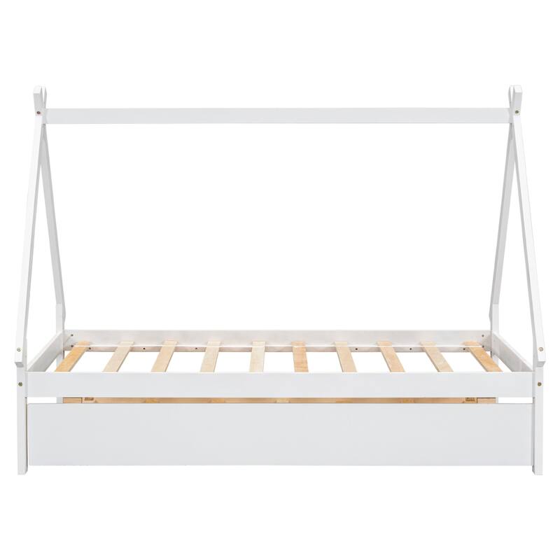 Twin size Tent Floor Bed with Trundle