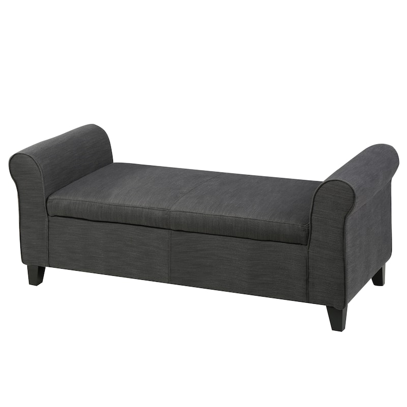 50" W Storage Bench, Fabric Upholstered End of Bed Bench, Storage Shoe Cabinet Bench with Rolled Arm, Modern Window Bench