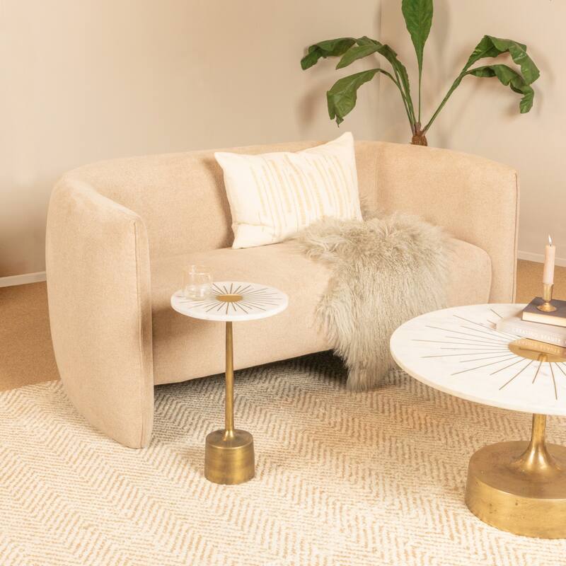 Marble & Metal Sunburst Table with Pedestal Base