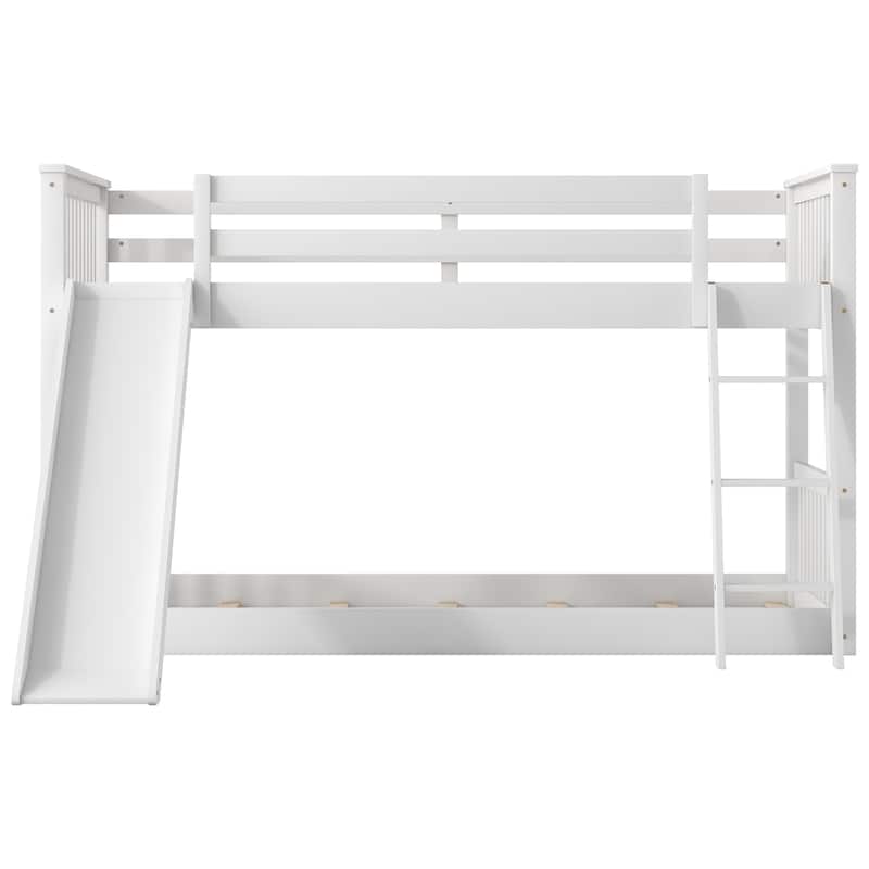 Twin over Twin Bunk Bed with Reversible Slide & Ladder (300lb Capacity)