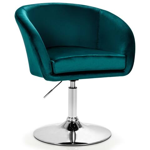 Gymax Modern Velvet Chair Height Adjustable Bar Stool Swivel Makeup - See Details