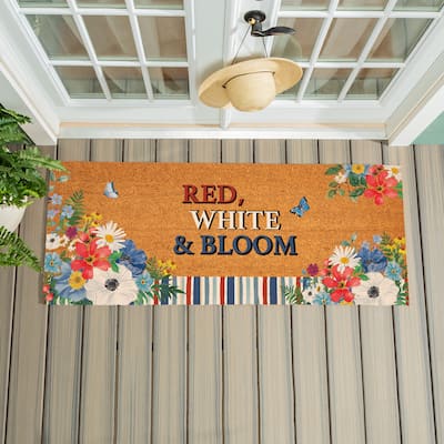 Red White and Bloom Patriotic Coir Mat 60"x24" - 60" x 24"
