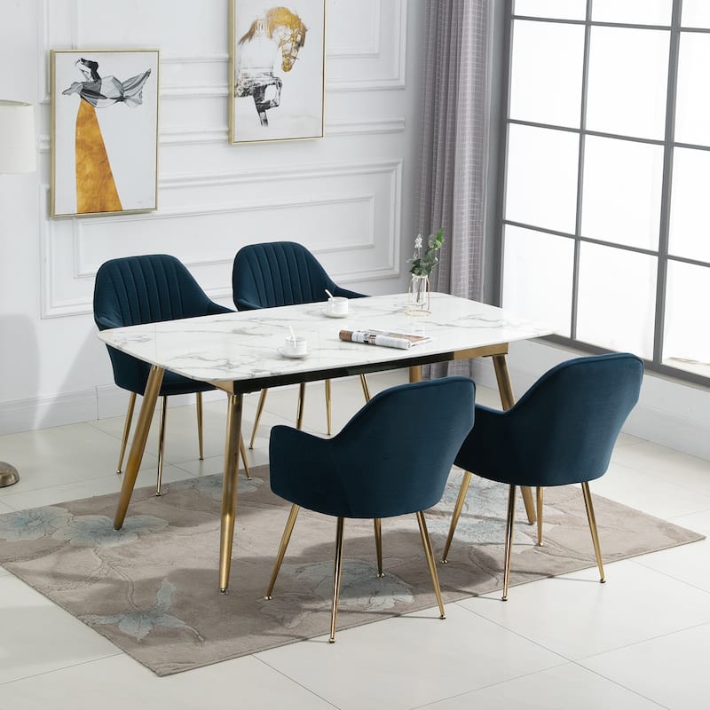 AVAWING Upholstered Velvet Dining Chairs Accent Arm Chairs Set of 4