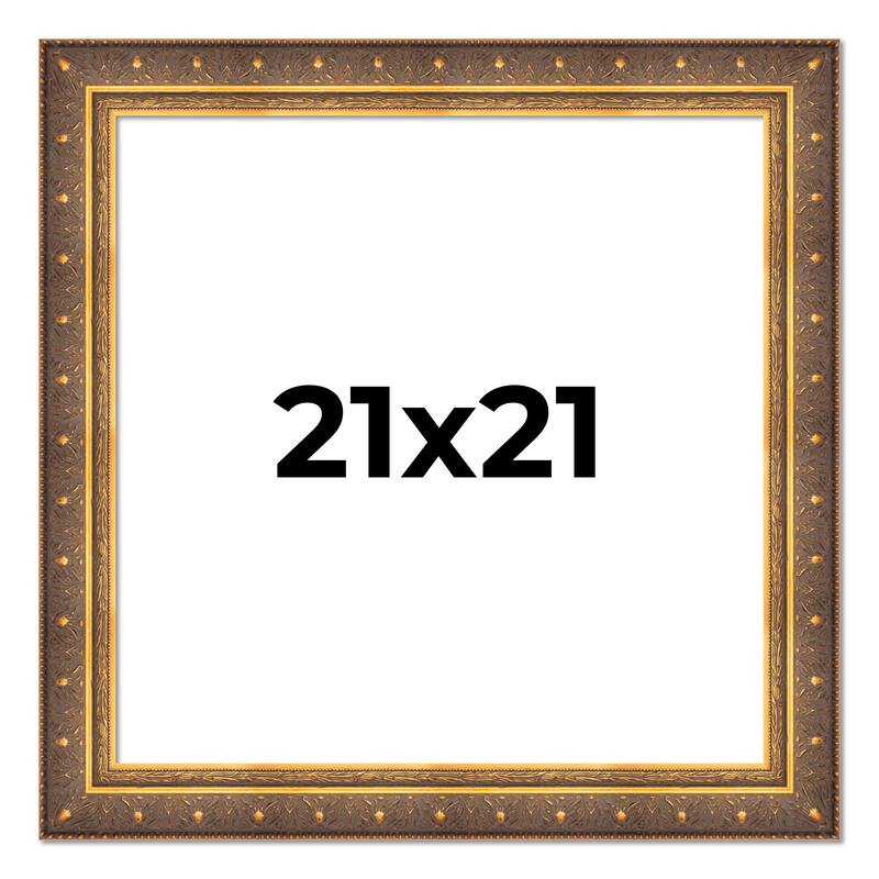 21x21 Frame Vintage Gold Solid Wood Picture Frame | 2.5 Inch Moulding