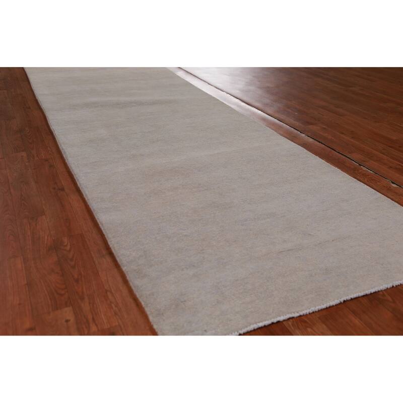 Hand Knotted Oriental 100% Wool Carpet Modern Solid Greys & Charcoal Gabbeh Runner Rug - 10' 1'' X 3' 0''