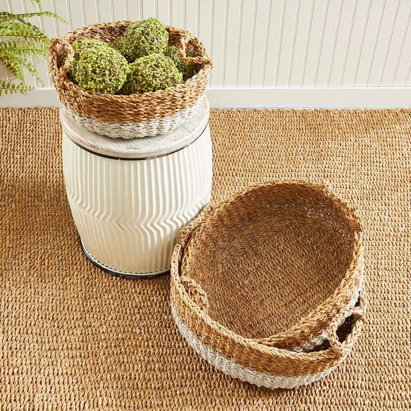 Seagrass Shallow Baskets With Handles, Set Of 3 Bed Bath & Beyond