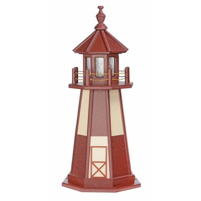 Cape Henry Cherrywood and Ivory Poly Lighthouse - Revolving Light - 3 Foot