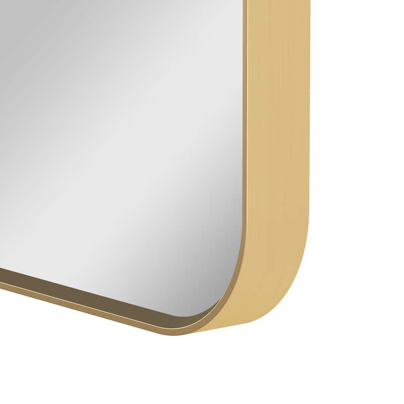 24 in./28 in. W x 36 in. H Bathroom Wall Mounted Arched Anodized Aluminum Framed Mirror