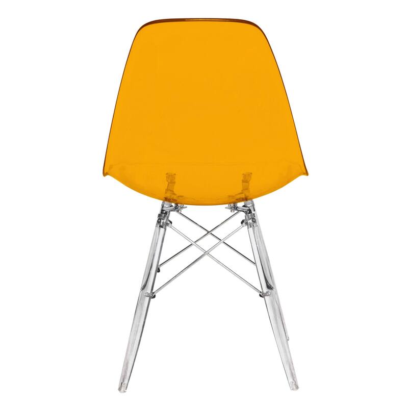 LeisureMod Dover Molded Side Chair with Acrylic Base, Set of 4 - Red - 36 x 32.4 x 16.25