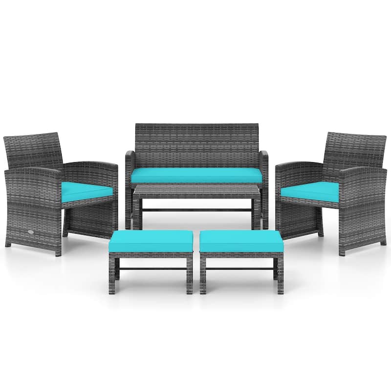 Costway 6PCS Patio Furniture Set Outdoor Sectional Conversation PE - See Details