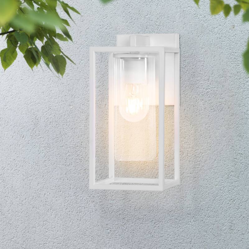 Outdoor Wall Sconce with Clear Glass - 5.75"Wx8.05"Dx12.15"H - White