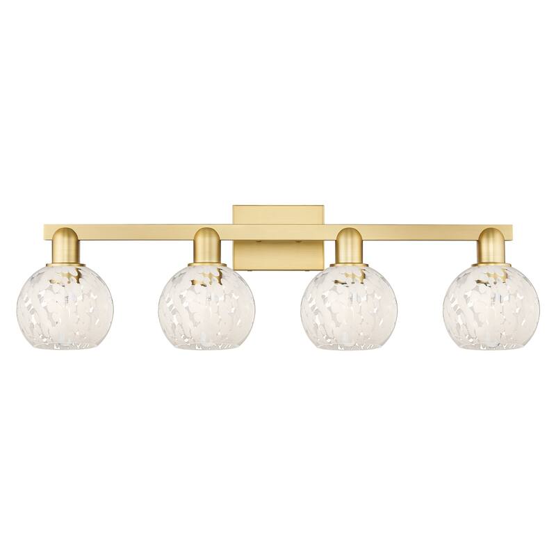 Innovations Lighting Endless Possibilities Arcadia - White Mouchette - 4 Light 33" Bath Vanity Light - Satin Gold