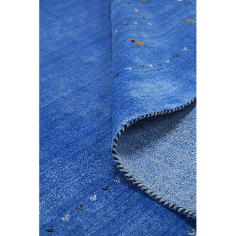 Hand Knotted Oriental 100% Wool Carpet Tribal Animal Pictorial Navy Blue & Blues Gabbeh Area Rug - 8' 10'' X 9' 4''