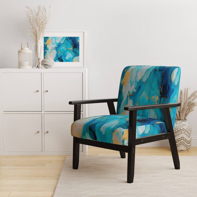 Designart "Segment Layers of Marbled Rock" Upholstered Fractals Accent Chair and Arm Chair - Arm Chair - Green