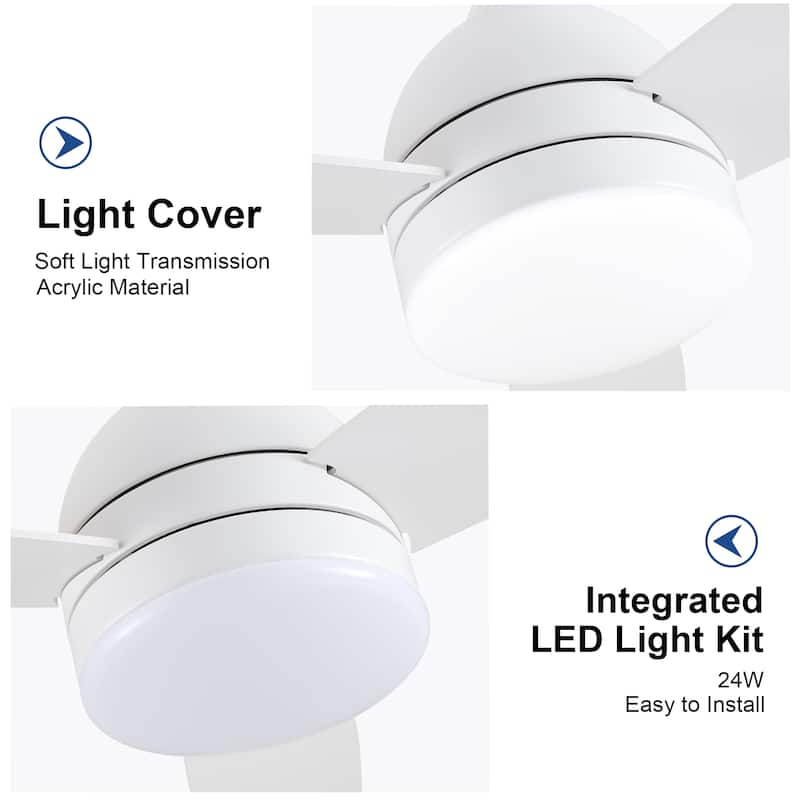 48" 6 Speed Integrated LED Ceiling Fan with Remote Contorl,Wood Blades