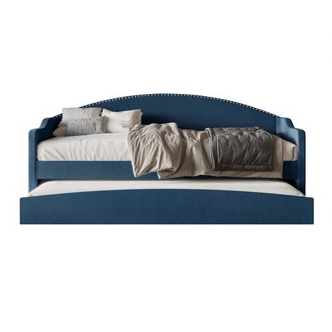 CraftPorch Mid-Century Linen Upholstered Twin Daybed with Trundle