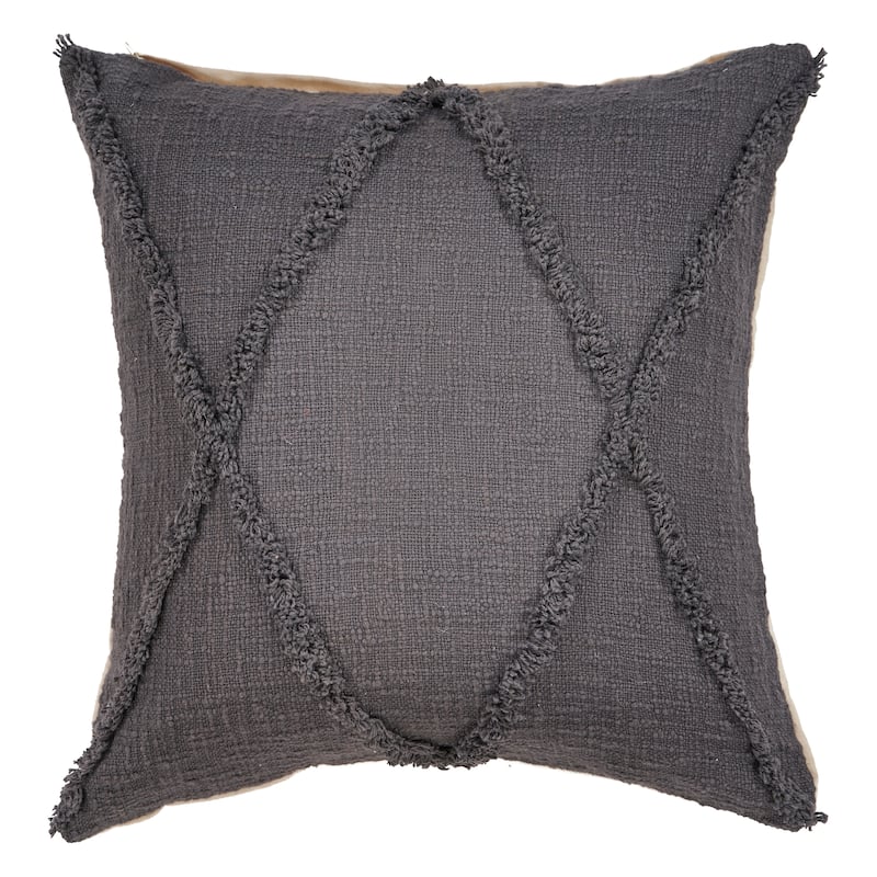 Sevita shoreline Natural Cotton Square Pillow, Feather Filled, Set of 2 or 4 - Dark Gray - Set of 3 or More