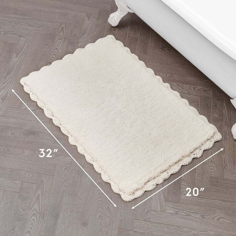 Laura Ashley Heathered Crochet Border Bath Rug